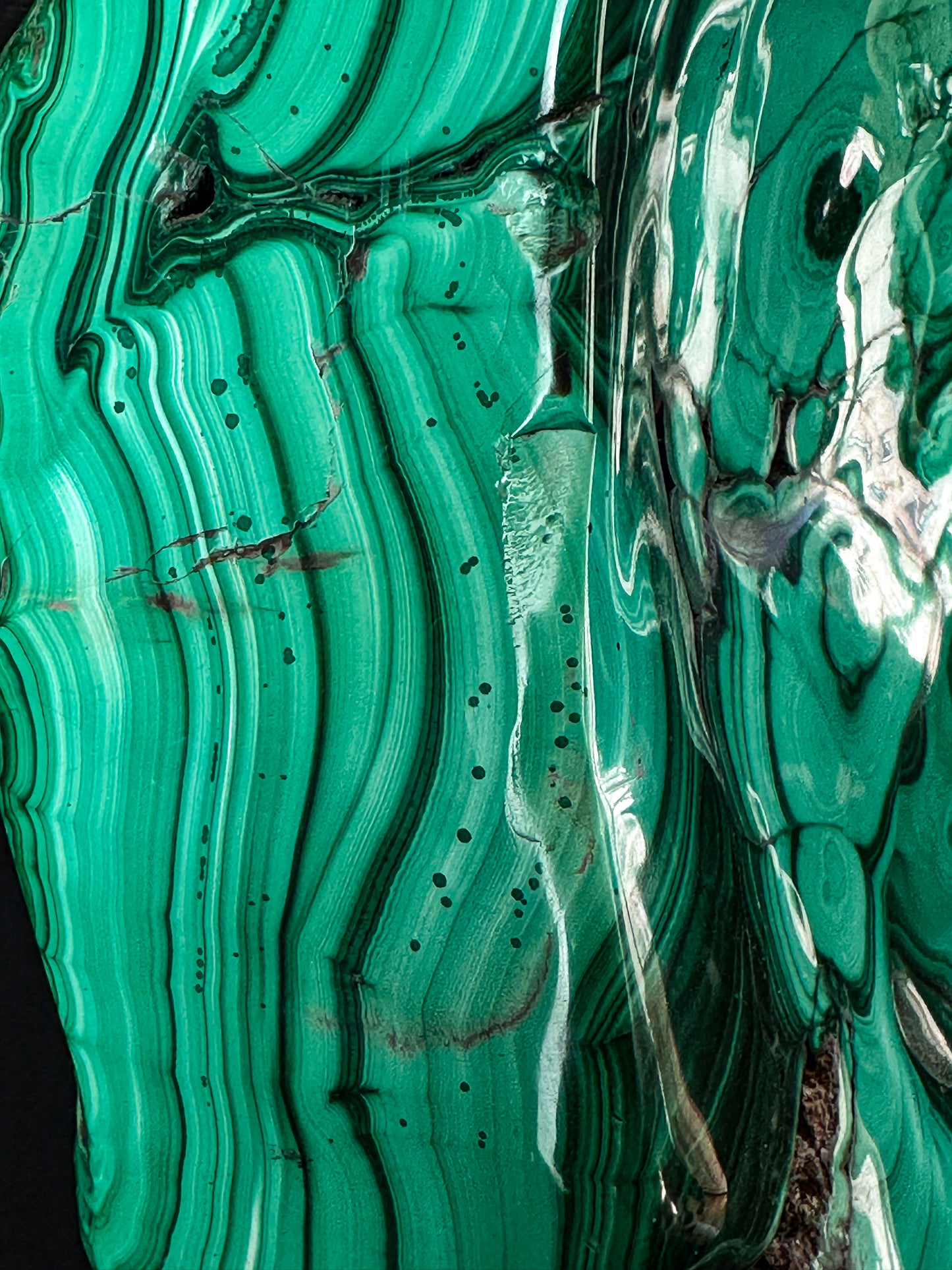 Malachite soclée