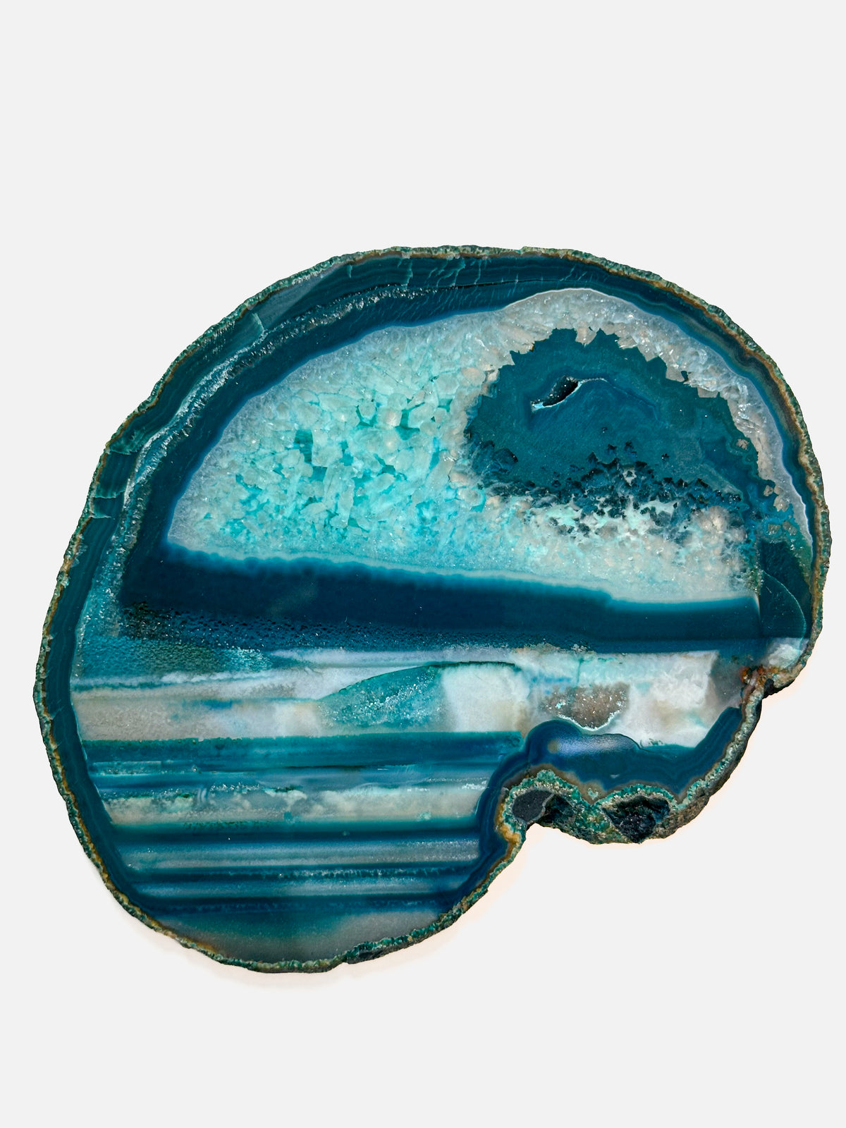 Tranche d'agate vert emeraude