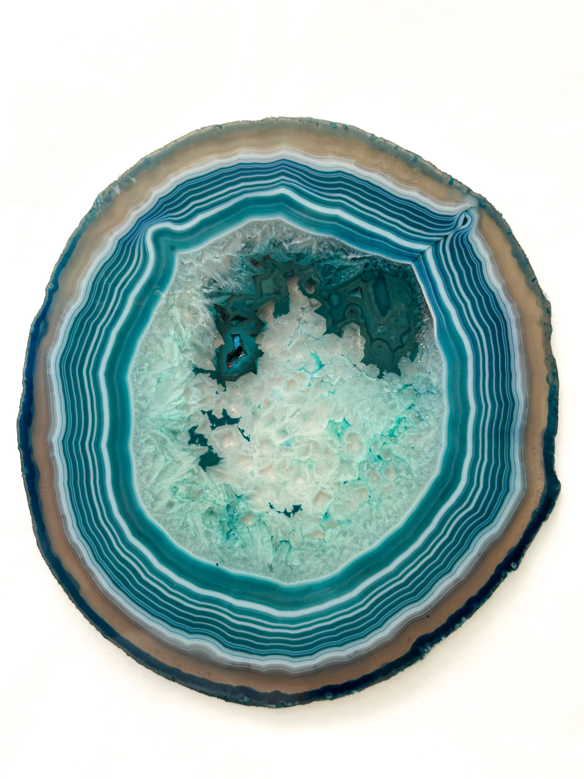 Tranche d'agate vert emeraude