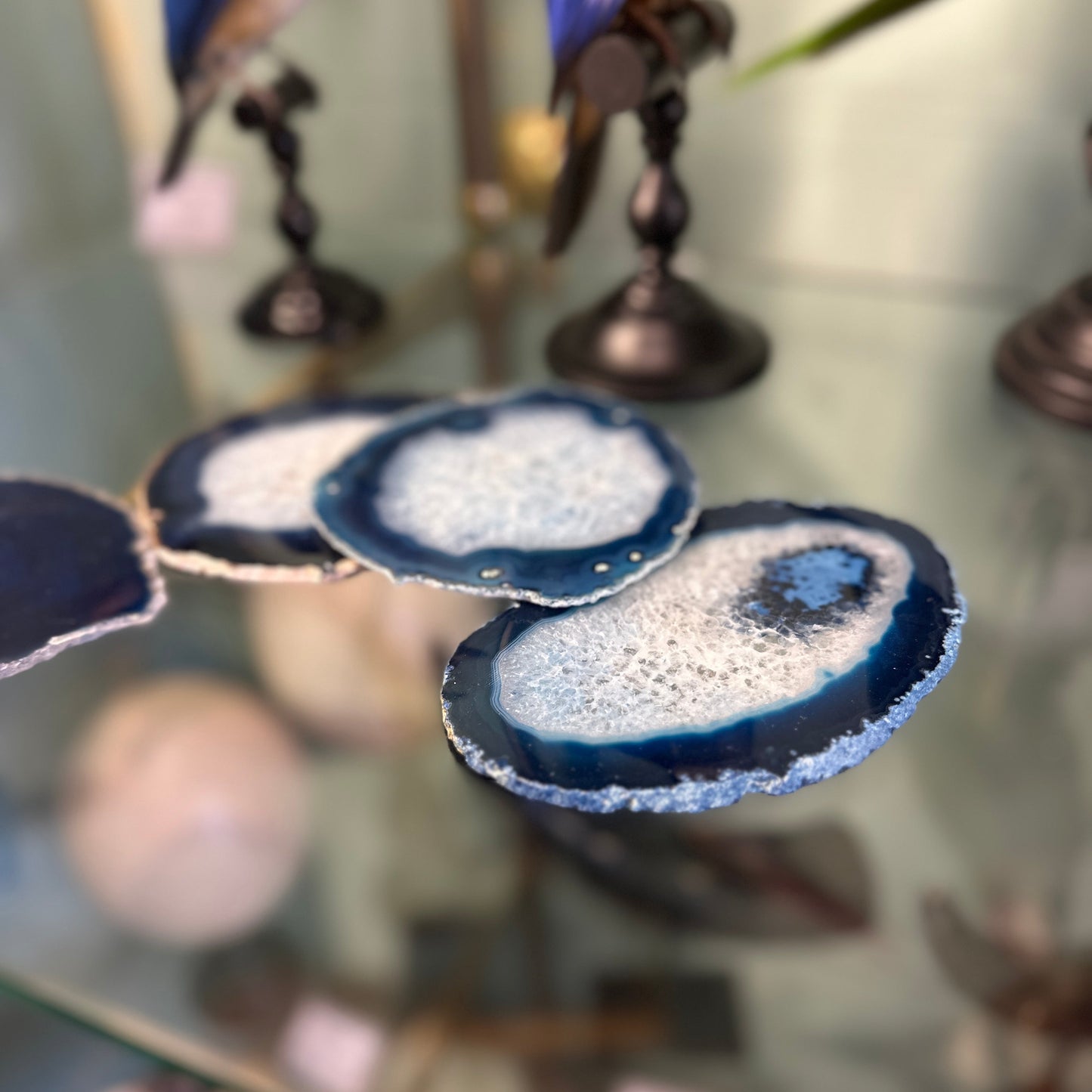 Tranches d'agate bleue