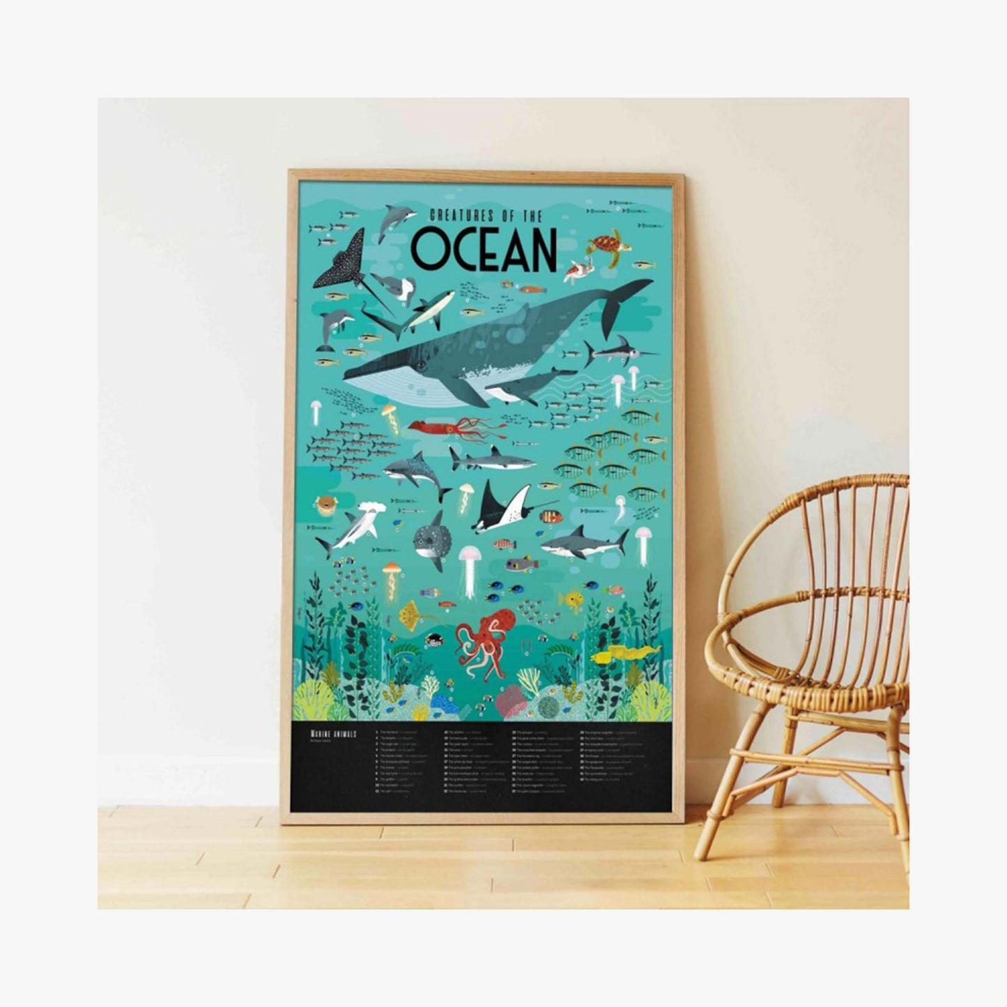 Poster géant "Océans" + 59 stickers Animaux des océans